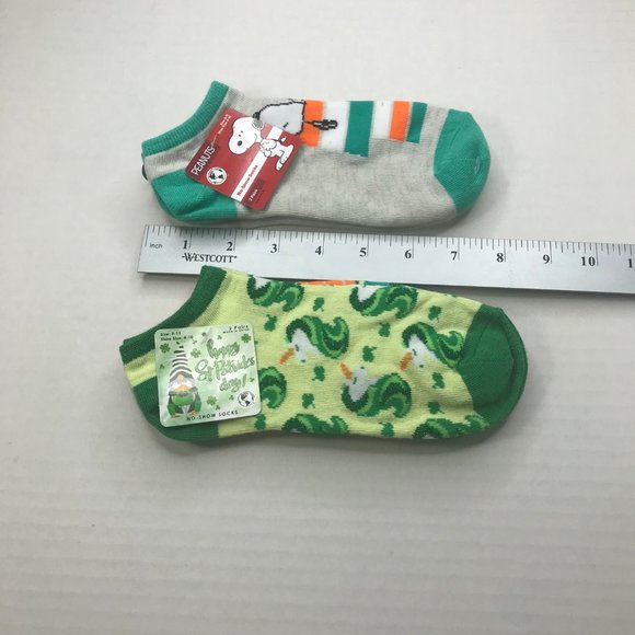 Lot of 4 St Patrick's Day Women's Shoe Size 4-10 No Show Socks Peanuts/Unicorn - Picture 11 of 14